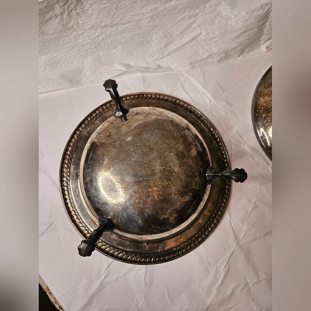 Vintage Silver Plated Serving Dish with Lid Silv 1158 Antique